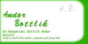 andor bottlik business card